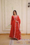 Ka 1244 Mal Chanderi  With Beads Embroidery Work Gown Wholesale In India